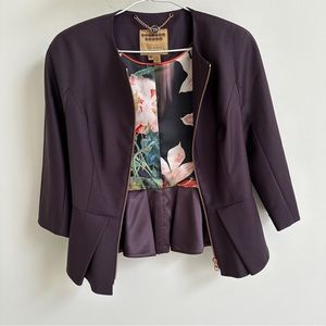 TED BAKER - PEPLUM ZIP FRONT JACKET (US size 4)